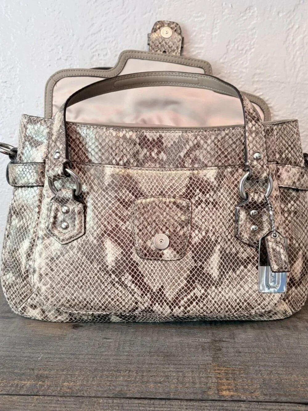 Coach Campbell Exotic Leather Snakeskin Embossed Crossbody Satchel F27895 NWOT